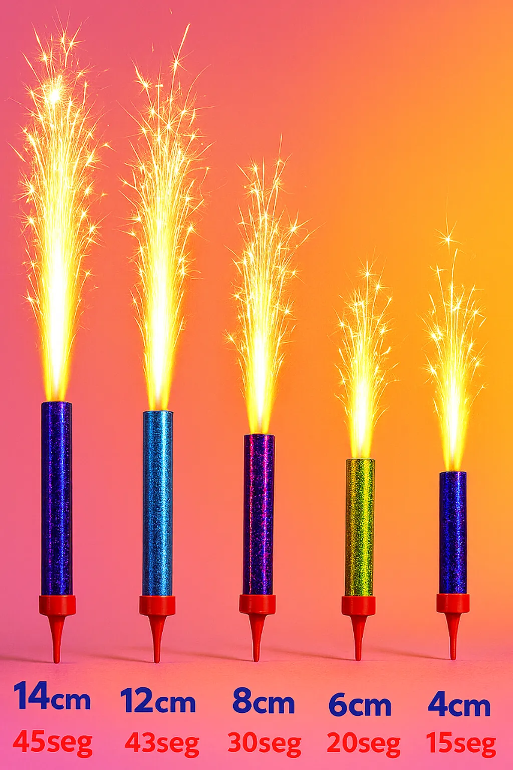 VELAS PARA PASTEL DIFERENTES TAMAÑOS, LLUVIA FRIA